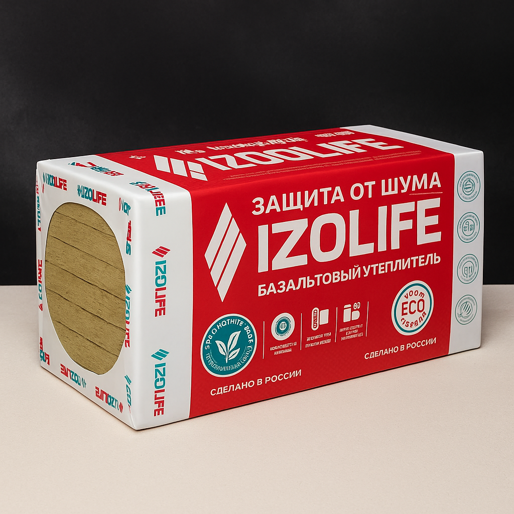 Утеплитель IZOLIFE СТ 50 (50 кг/м3) 1200*600*100мм (уп.2,88м2/0,288м3) (24 упак/поддон)